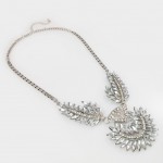 Silver Wings Art Deco Crystal Statement Necklace